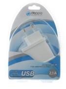 СЗУ Deppa для планшетных компьютеров (USB 2100mA)