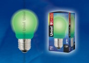 Лампа Uniel ESL-G45-9/GREEN/E27 ЗЕЛЕНЫЙ ШАРИК