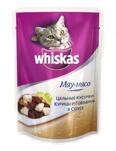 Whiskas цельные кусочки курицы и говядины в соусе 85гр ― е-Рубцовск.рф