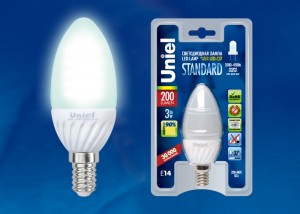 Лампа UNIEL LED C37-3W/CW/4200/E14 200lm СВЕЧА ― е-Рубцовск.рф
